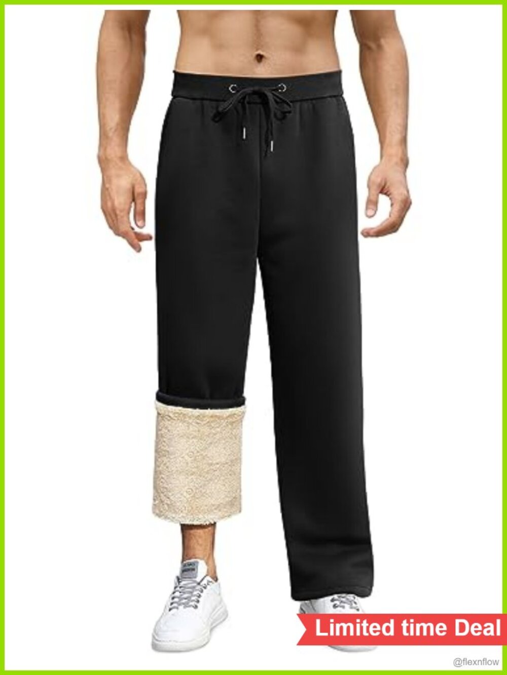 Men's Fleece Lined Sweatpants Sherpa Lined Straight Leg Winter Pants
